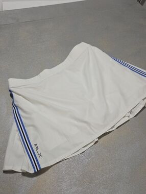 RLX White Athletic Skort with Blue Stripe Accents